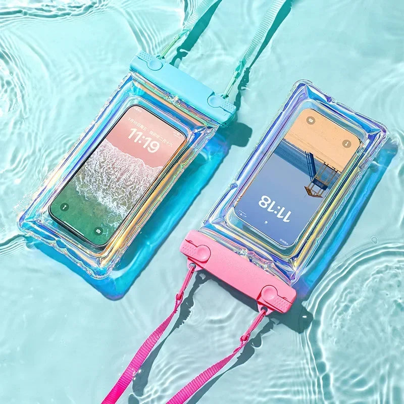 1/5PCS Mobile Phone Waterproof Bag With Touch Screen, Swimming Specific Water Park, Drifting Laser Phone Storage Bag, Phone Case