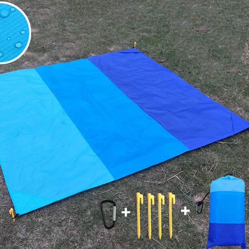 2x2.1m Waterproof Pocket Beach Mat Blanket Folding Camping Mattress Portable Lightweight Mat Outdoor Picnic Mat Sand Beach Towel - P12 Hub Europe