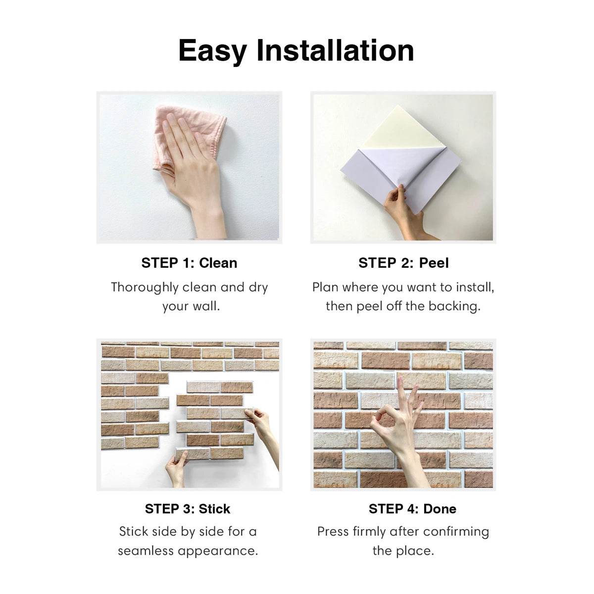 3D Wall Sticker Self-adhesive Faux Brick Wall Panel Peel and Stick Tile Backsplash for Kitchen Bedroom Waterproof Tile Sticker - P12 Hub Europe