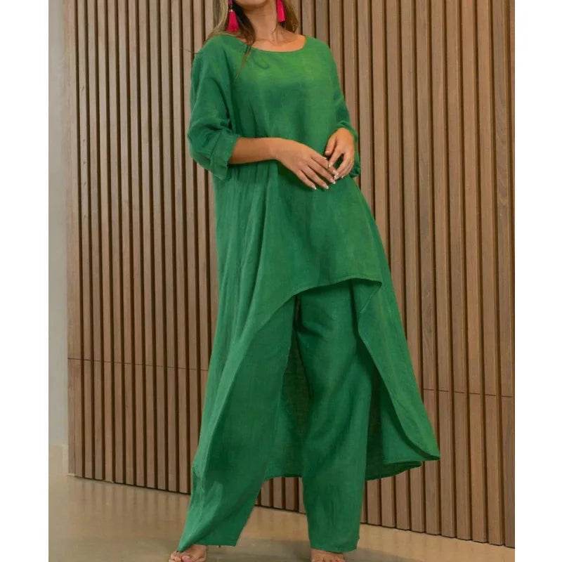 Cotton Linen Irregular Pants Set - P12 Hub Europe