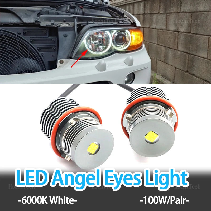 100w LED Car Angel Eyes Marker Lights Bulbs error free For BMW E87 E39 M5 E60 E61 E63 E64 M6 E65 E66 E83 X3 E53 X5
