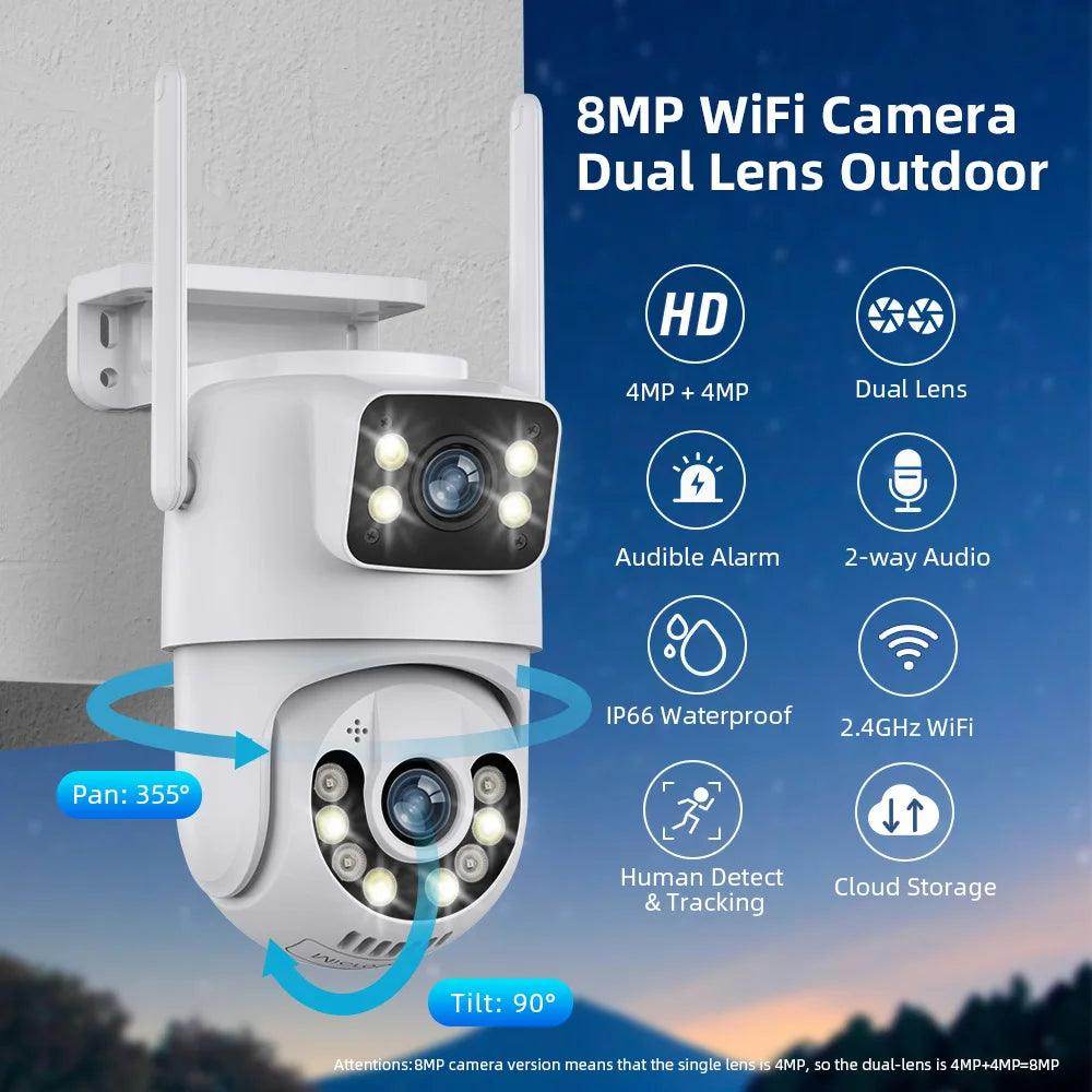 Outdoor Camera 4K 8MP Dual Lens AI Track, PTZ, Color Night - P12 Hub Europe
