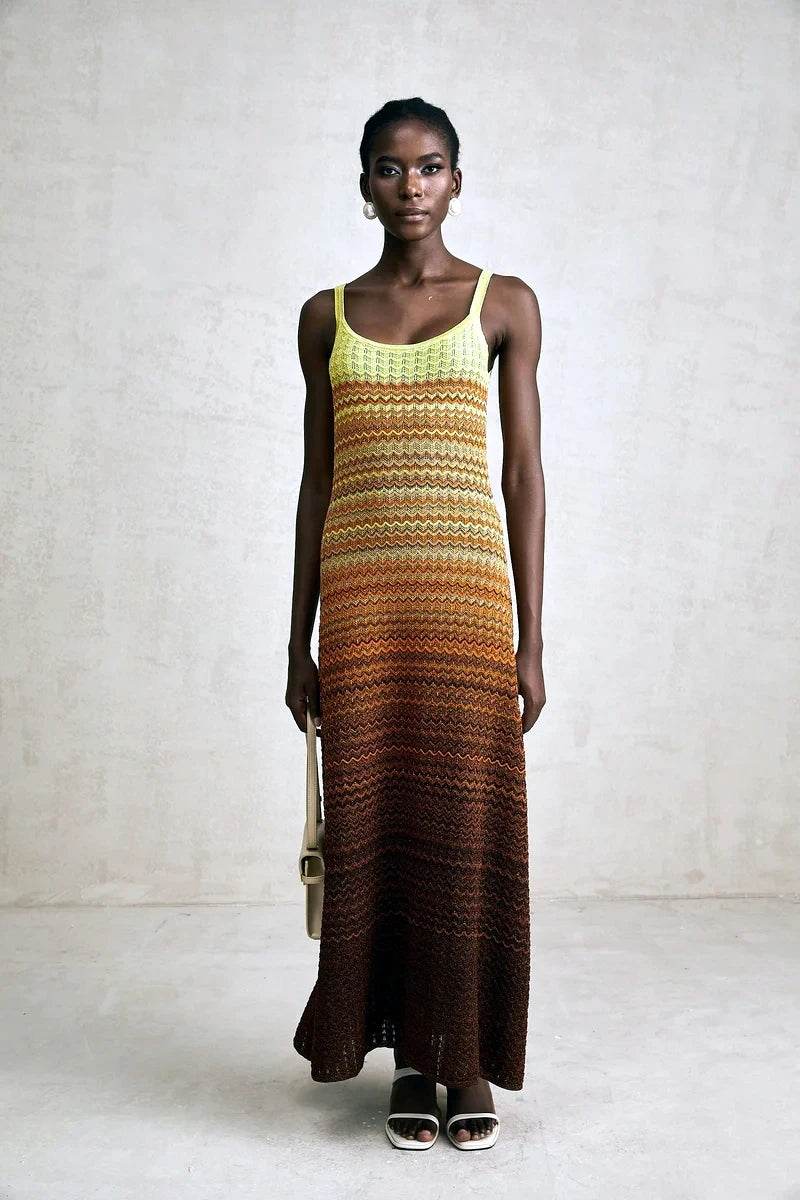 Knit Sleeveless Long Dress - Elegant Boho Chic - P12 Hub Europe