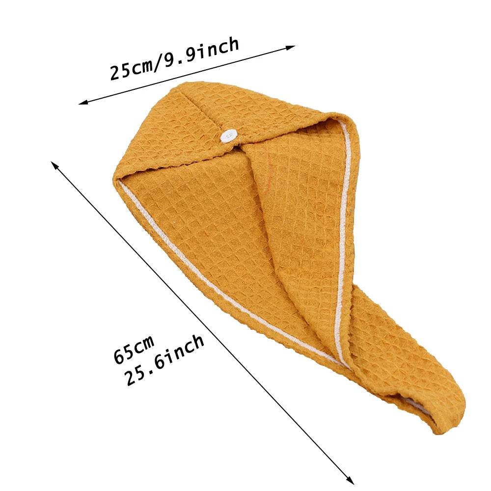 Waffle Drying Hair Towel for All Hair Style Microfiber Super Absorbent Quick Drying Hair Turban Reduce Frizz And Hair Damage - P12 Hub Europe