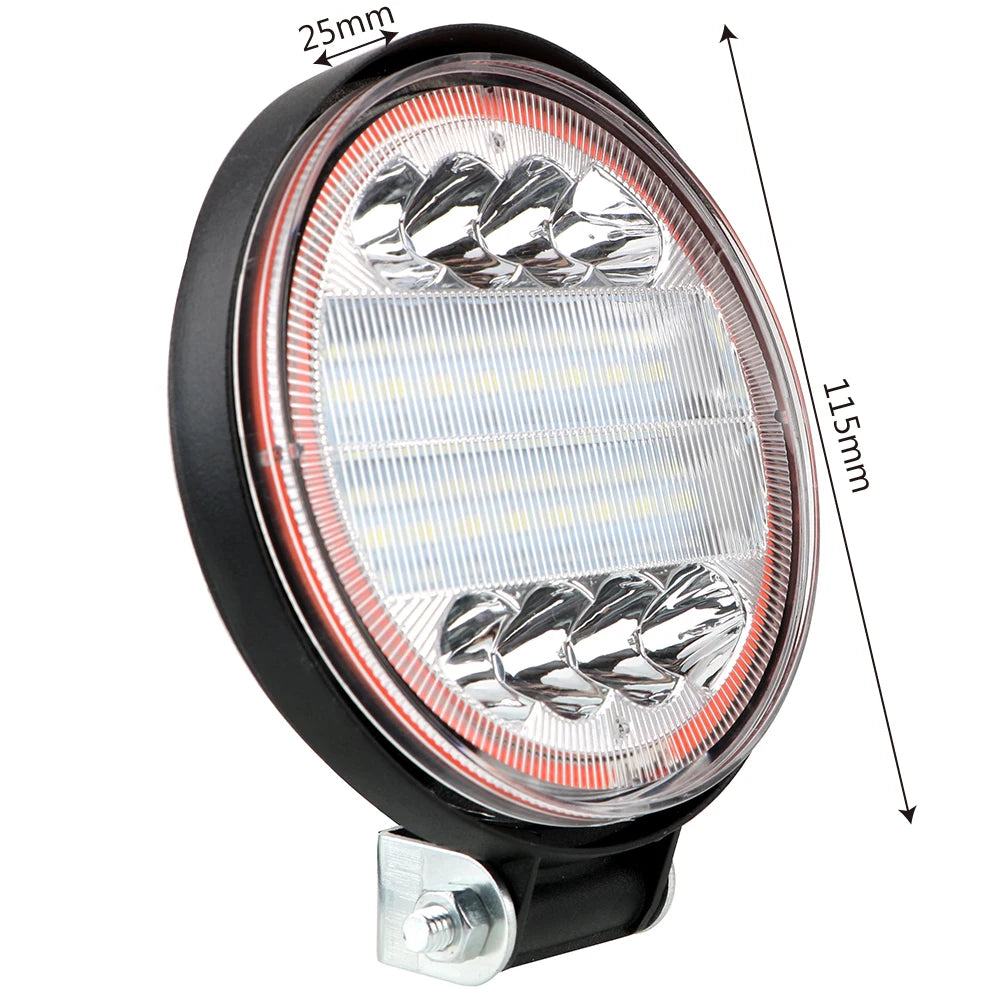 Round Headlight Car Light Assembly Fog Light Angel Eyes Lamp For 4x4 Offroad ATV UTV Tractor Work Light Bar 24LED 72W