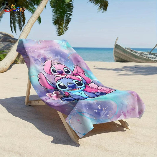 Stitch Pink - Blue Stacking Beach TowelMicrofiber terry bath towels for yoga, travel, swimming, fitness and camping - P12 Hub Europe