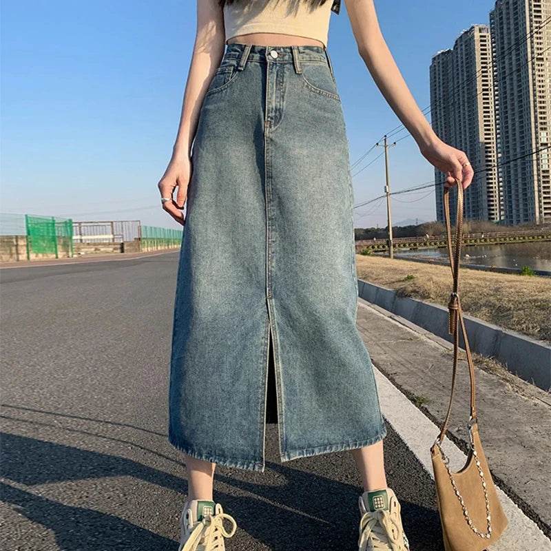 Women's Summer Slit Denim Skirt - P12 Hub Europe