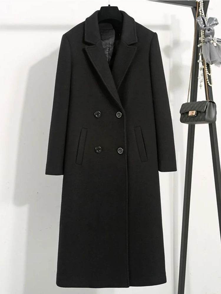 Black X-Long Office Wool Coat - P12 Hub Europe