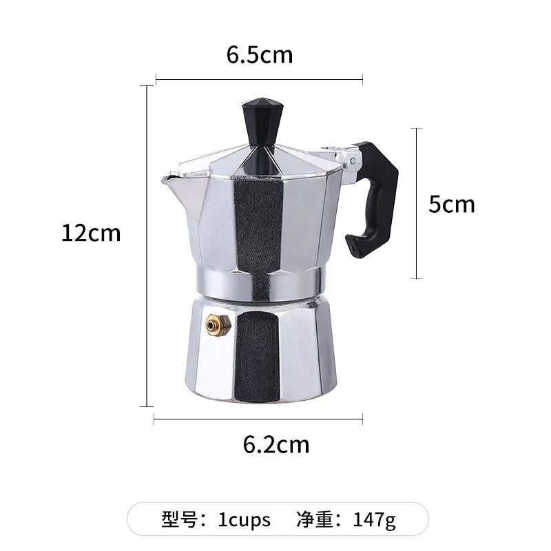 Moka Pot Italian Coffee Machine Espresso Aluminum Geyser Coffee Maker Kettle Latte Stove Classic Coffee Barista Accessories