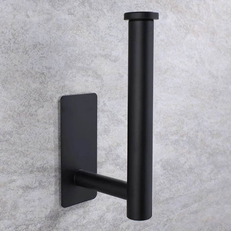 Stainless Steel Paper Holder White Adhesive Wall Mount Stand Kitchen Bathroom Toilet Paper Towel Tissue Roll Shelf Brushed Gold - P12 Hub Europe