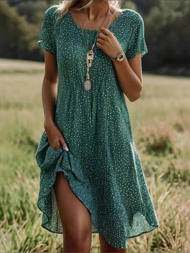 Floral Print Boho Beach Dress Casual Short Sleeve - P12 Hub Europe