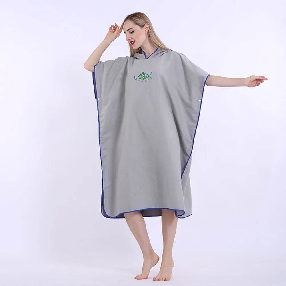 Changing Robe with Hood Microfiber Towel Poncho with Zipper Short Sleeve Surf Poncho Quick Dry Oversized Changing Towel Robe New - P12 Hub Europe