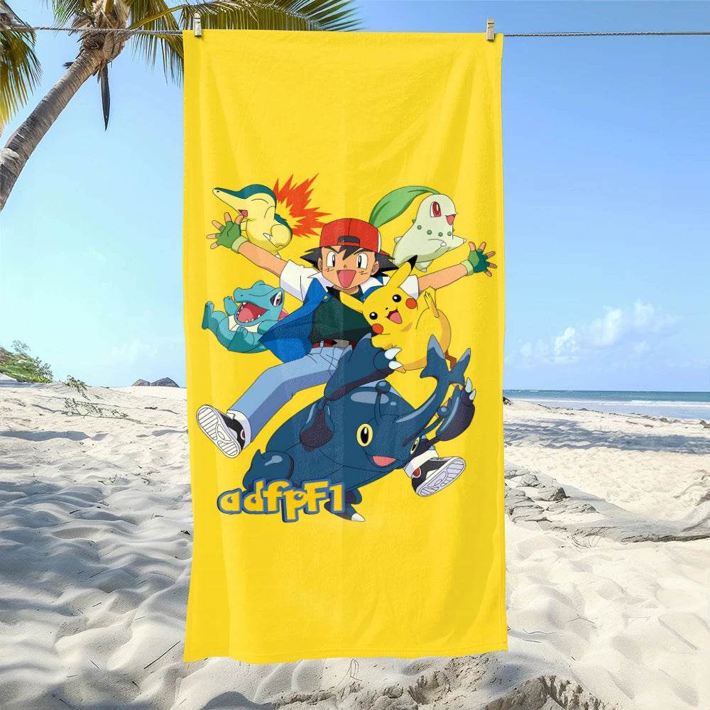 Pikachu-Printed Beach Towels: Fun for Pokémon Fans at the Shore! Suitable for towels, bath towels, beach towels - P12 Hub Europe