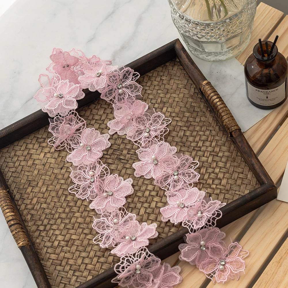 2meters Pink Lace Ribbons Trim For Party Dress Decor Fabric DIY Apparel Sewing Supplies Clothing Collar Cuff Needlework Crafts - P12 Hub Europe