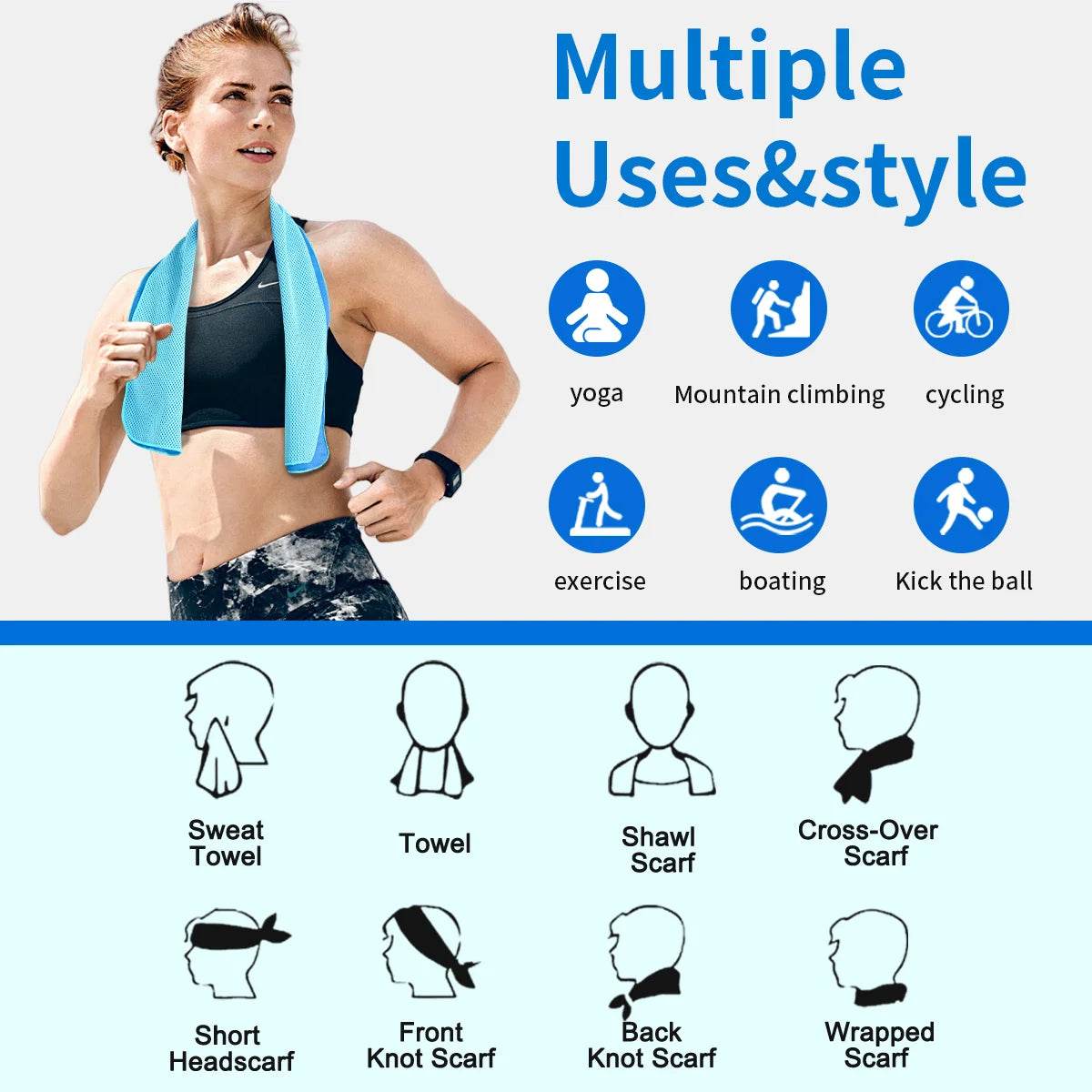 Portable Mini Silica Gel Set Cold Towel Quick Drying Breathable Chilly Sweat Absorption Sports Cooling Towel Running Yoga Gym - P12 Hub Europe