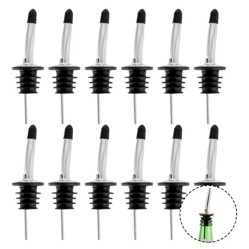 12/24pcs Stainless Steel Classic Bottle Pourers Tapered Spout Liquor Pourers Flow Wine Bottle Pour Spout Stopper Bar Accessories - P12 Hub Europe