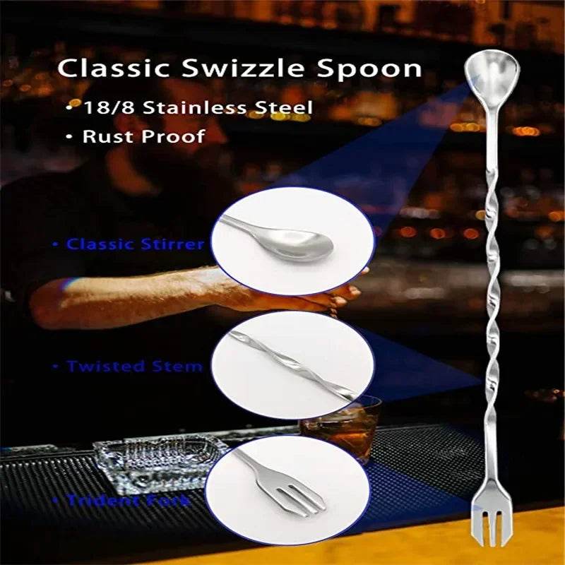 8 Inch Cocktail Muddler and Mixing Spoon, Stainless Steel Cocktail Muddler Home Bar Bartender Tool Barware Set - P12 Hub Europe