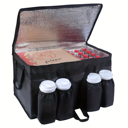 Large Cooler Box Picnic Bag Thermal Insulated Cooler Bag with 4 Cup Holder Camping Drink Bento Bags BBQ Zip Pack Picnic Supplies