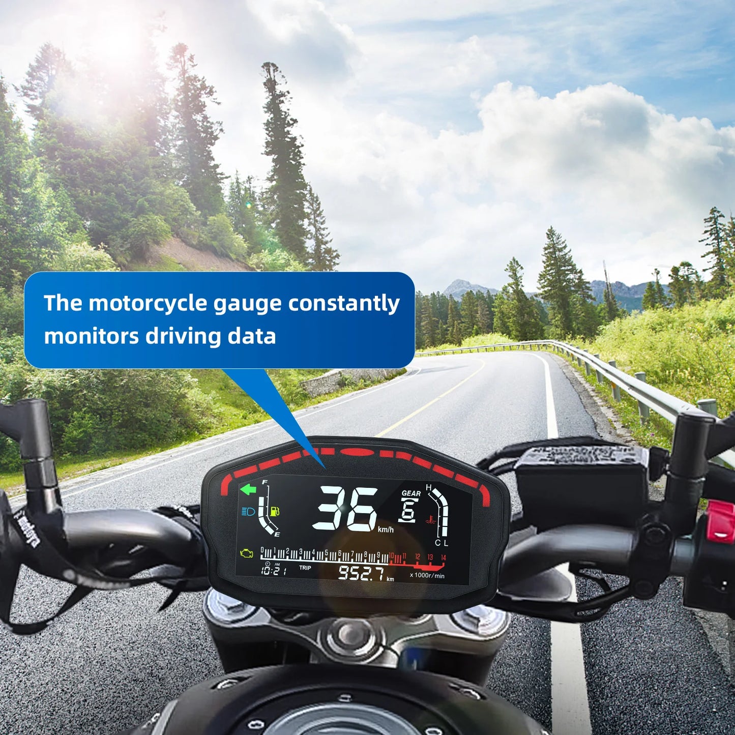 for1, 2,4 Cylinders Motorcycle Digital Board Dash Universal Motorbike Speedometer 0-14000r/min Odometer Gauge Gear Adjustable
