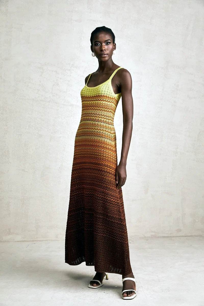 Knit Sleeveless Long Dress - Elegant Boho Chic - P12 Hub Europe