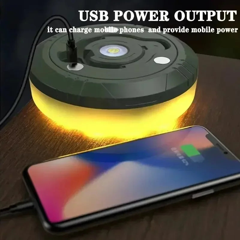Multifunctional 4 in 1 Design Camping Light String USB Rechargeable Outdoor Tent Decor Light XTE LED Flashlight with Magnet Hook