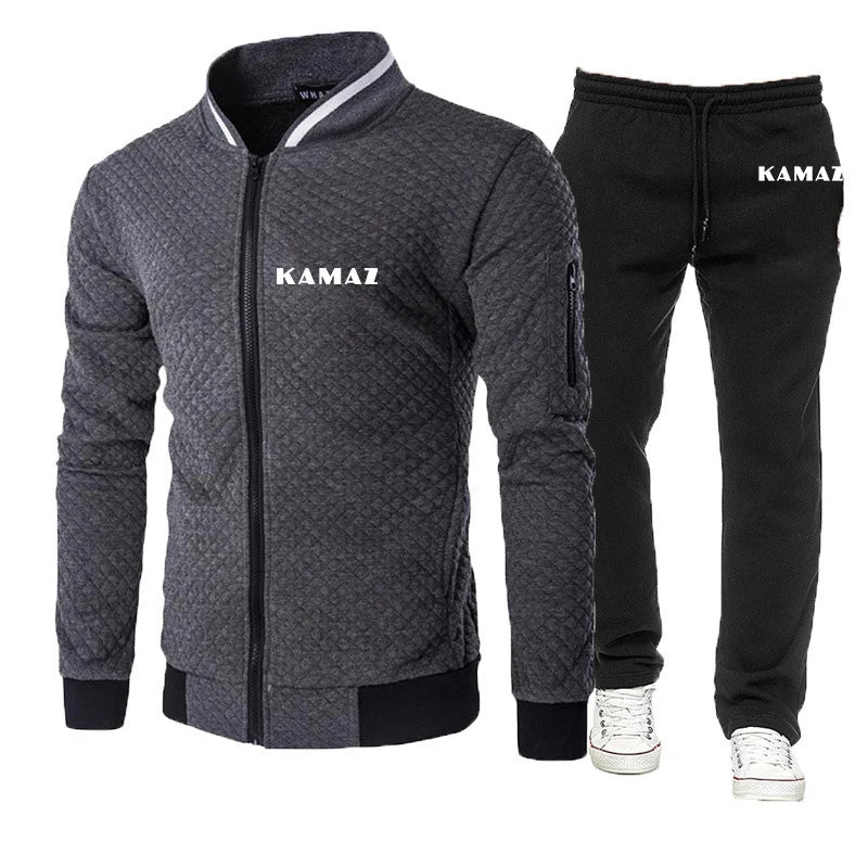2025 Spring And Autumn Man's KAMAZ TRUCK Logo Print High Quality Fashion Brand Custom Cotton Versatile Hoodies+Long Pants Suits