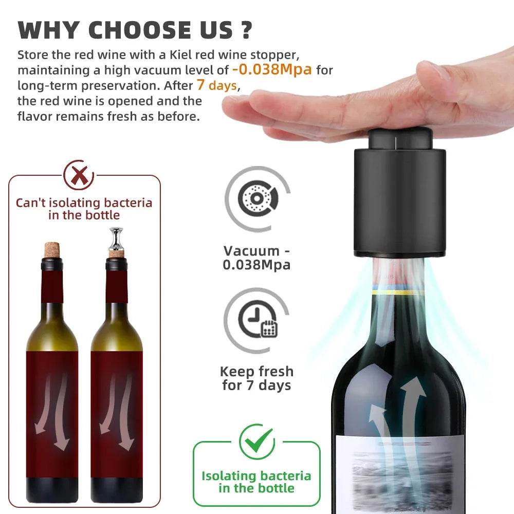1/2pc Vacuum Wine Bottle Cap Stopper Sealed Storage Vacuum Memory Wine Stopper Push Style Barware Wine Cork Black Bar Tools - P12 Hub Europe