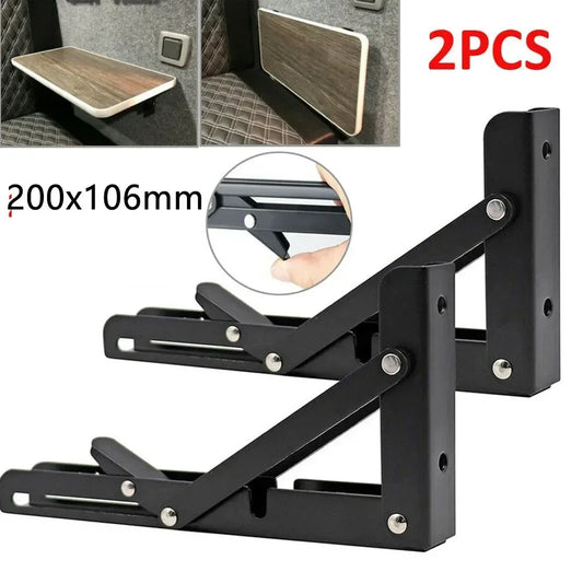 2pcs 200*106mm Black Finish Campervan Folding-Bracket Table Shelf Motorhome Caravan Camper Van Interior Accessories