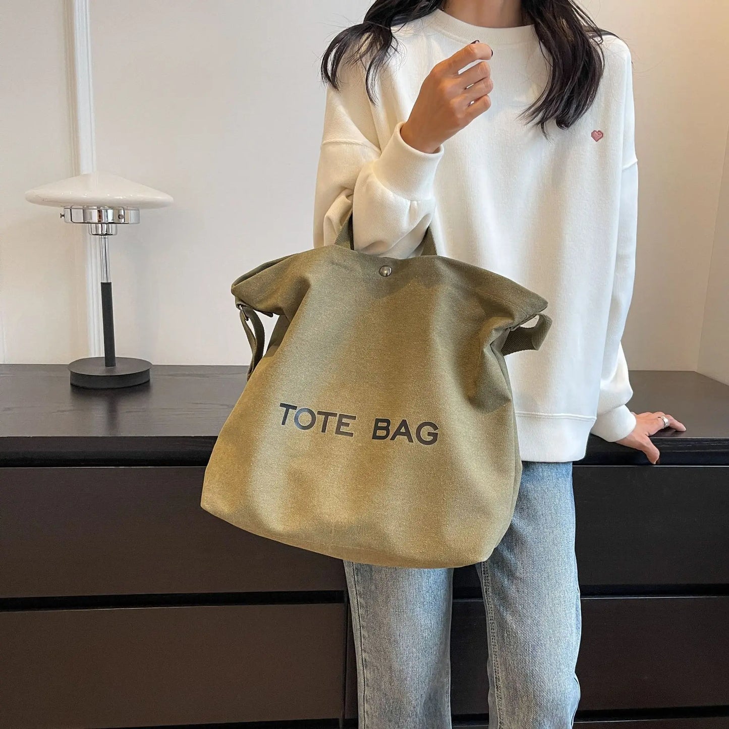 Thickened Canvas Retro Tote Bag Premium Sense Handbags Commuter Bag Large Capacity Student Shoulder Bags for Women