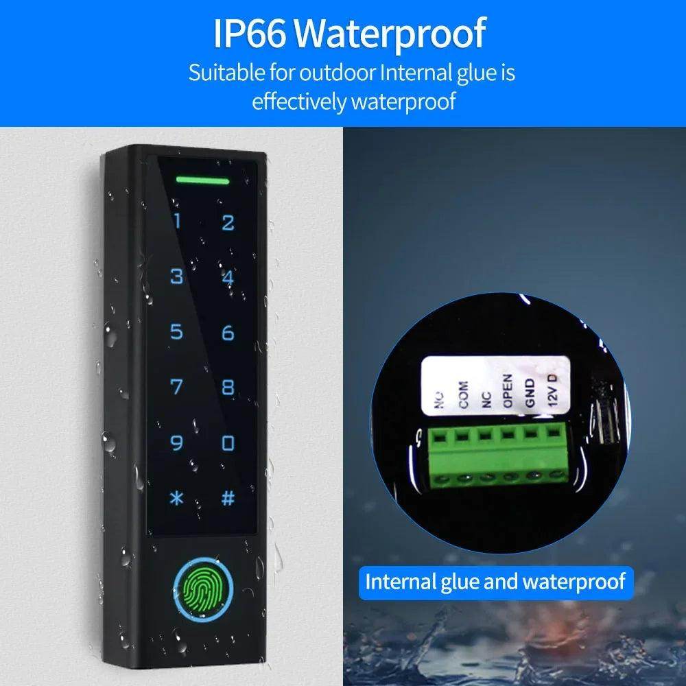 Lock App Access Control Keypad IP66, Fingerprint/Card/PIN, Bluetooth, Alexa/Google - P12 Hub Europe