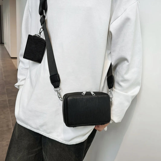Unisex Boxy Crossbody Bag with Water Wave Pattern Waterproof Sling Bag for Men Women as Gift for Party School Shoulder Bag