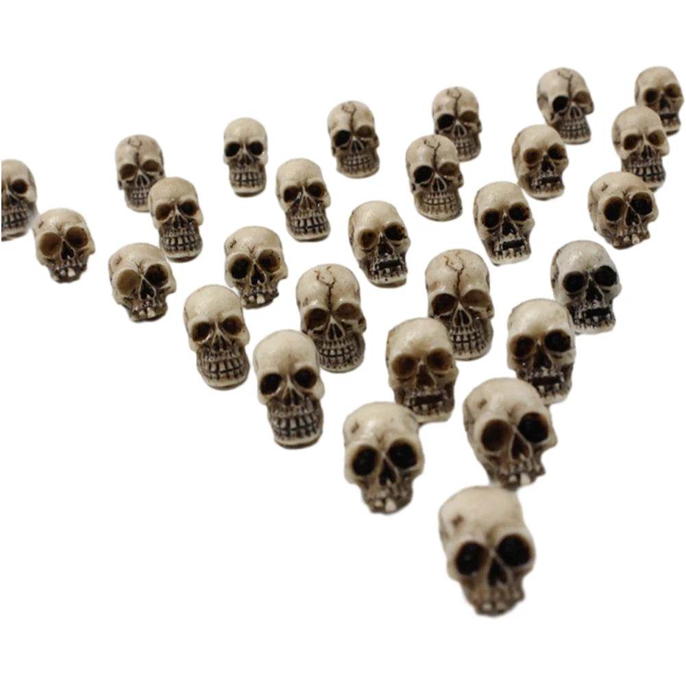20Pcs Mini Skull Heads Collectable Halloween Gothic Skull Sculptures Creative Festival Theme Landscape Garden Potted Plant Decor - P12 Hub Europe