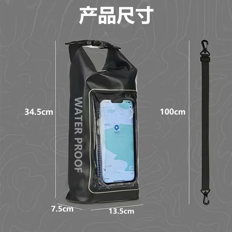 New 2L waterproof bag, outdoor diagonal cross bag, 2-in-1 mobile phone waterproof bag, PVC swimming waterproof bag