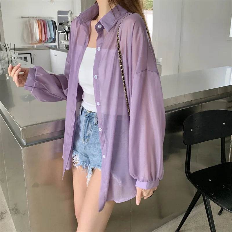 Semi Sheer Button Down Shirt - P12 Hub Europe