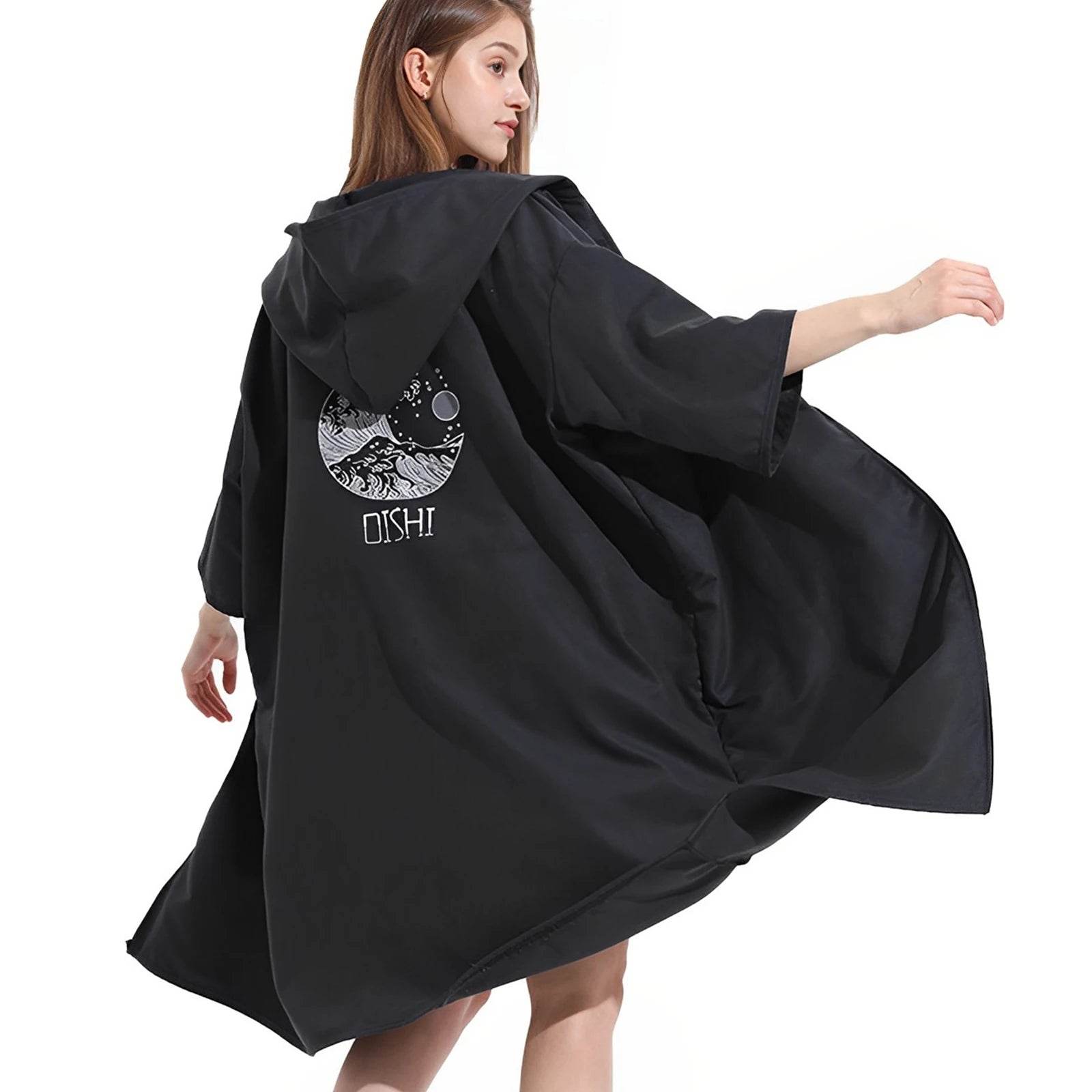 Changing Robe with Hood Microfiber Towel Poncho with Zipper Short Sleeve Surf Poncho Quick Dry Oversized Changing Towel Robe New - P12 Hub Europe