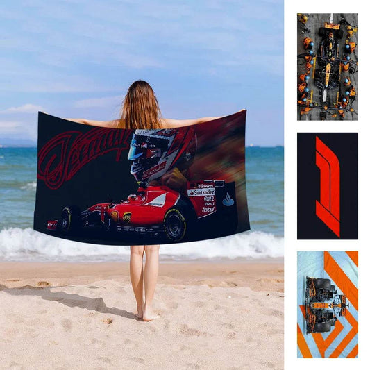 Racing Car F1 Towel Microfiber Beach Towel Absorbent Quick dry Soft Yoga Swimming Resort Mountain Climbing Towel - P12 Hub Europe