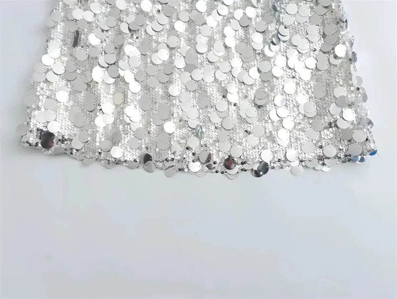 Silver Sequin Mini Skirt - P12 Hub Europe