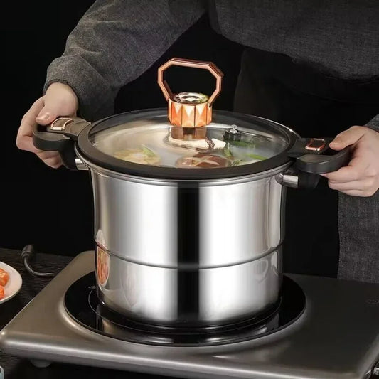 Micro pressure pot 304 stainless steel thickened soup pot household double ear bottle soup pot thickened composite bottom