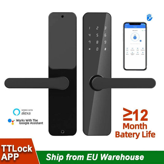 Smart Door Lock | Keypad, Card, Key, Bluetooth, 35-60mm - P12 Hub Europe