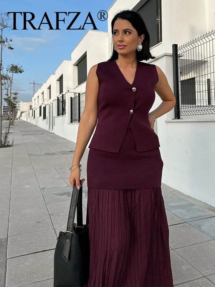 Wine Red Knit Skirt - P12 Hub Europe