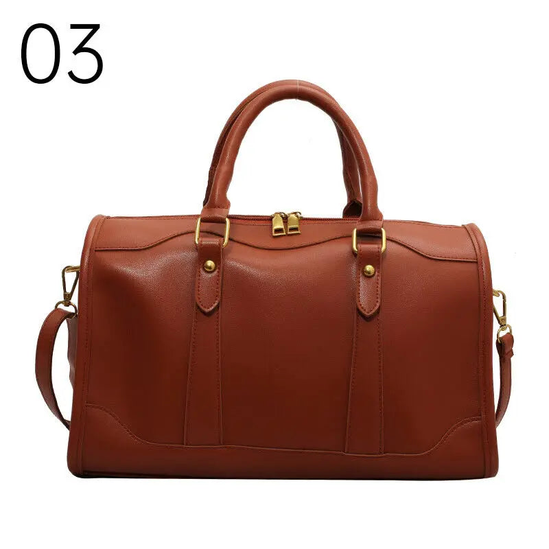 Large Capacity Tote Handle Bags Women Solid Artificial Leather Fashion Boston Crossbodybag Ladies Simple Travel Shoulder Bag
