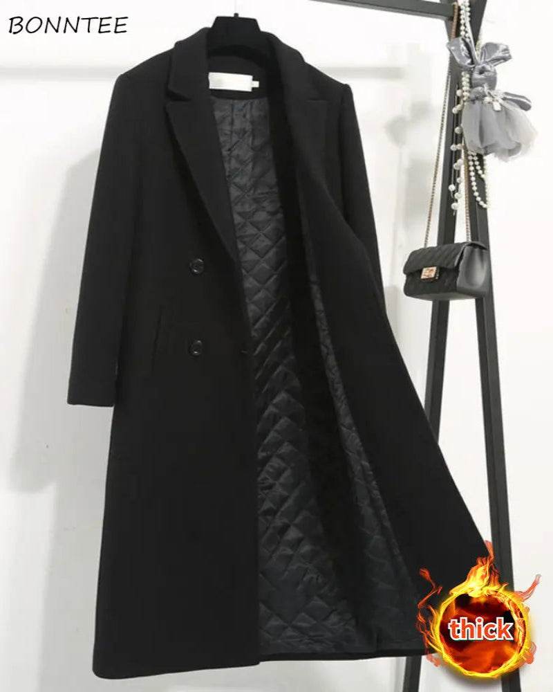 Black X-Long Office Wool Coat - P12 Hub Europe