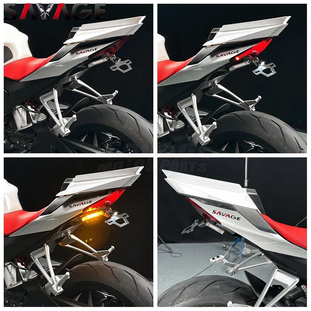 For Aprilia RS660 RSV4 1100 Folding License Plate Holder Tuono V4 660 2020-2025 Fender Eliminator Tail Frame LED Plate Light