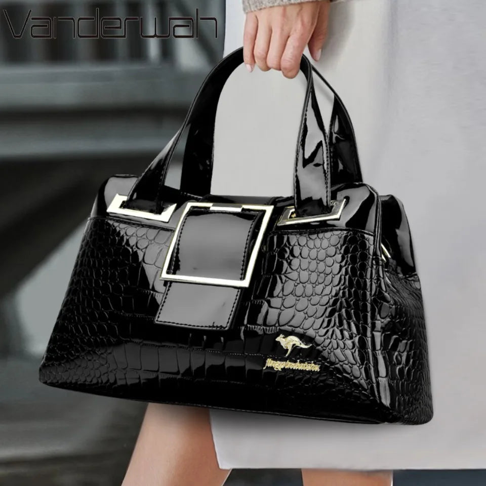 2 layer Large Capacity Tote Bag Luxury Handbags Women Bags Designer Crocodile Pattern Ladies Boston Shoulder Bag High Quality