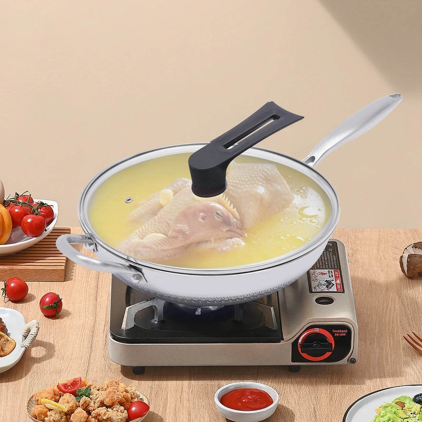 Non-stick Wok Pan with Honeycomb Coating, Scratch-resistant and Durable, 1L Capacity, Effortless Cleaning, Ideal for Healthy - P12 Hub Europe