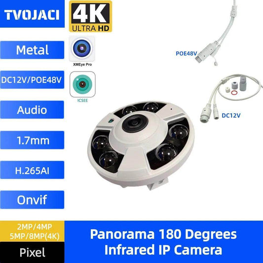 Fisheye IP Camera4K 8MP 180°, Audio, Night - P12 Hub Europe