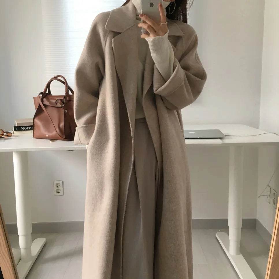 Warm Long Wool Blend Coat - P12 Hub Europe