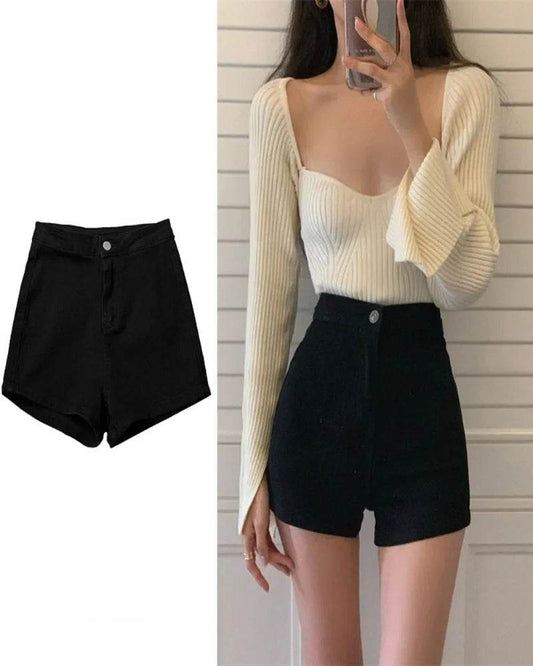 Women's Retro Bodycon Denim Shorts - P12 Hub Europe