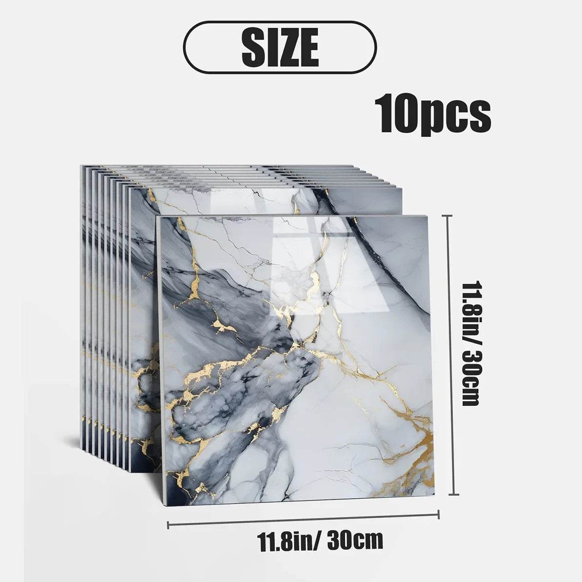 Aluminum Foil Bottom Imitation Tile Wall Stickers Kitchen Bathroom Decor Damp Proof Marble Pattern Foam Self-adhesive Wallpaper - P12 Hub Europe