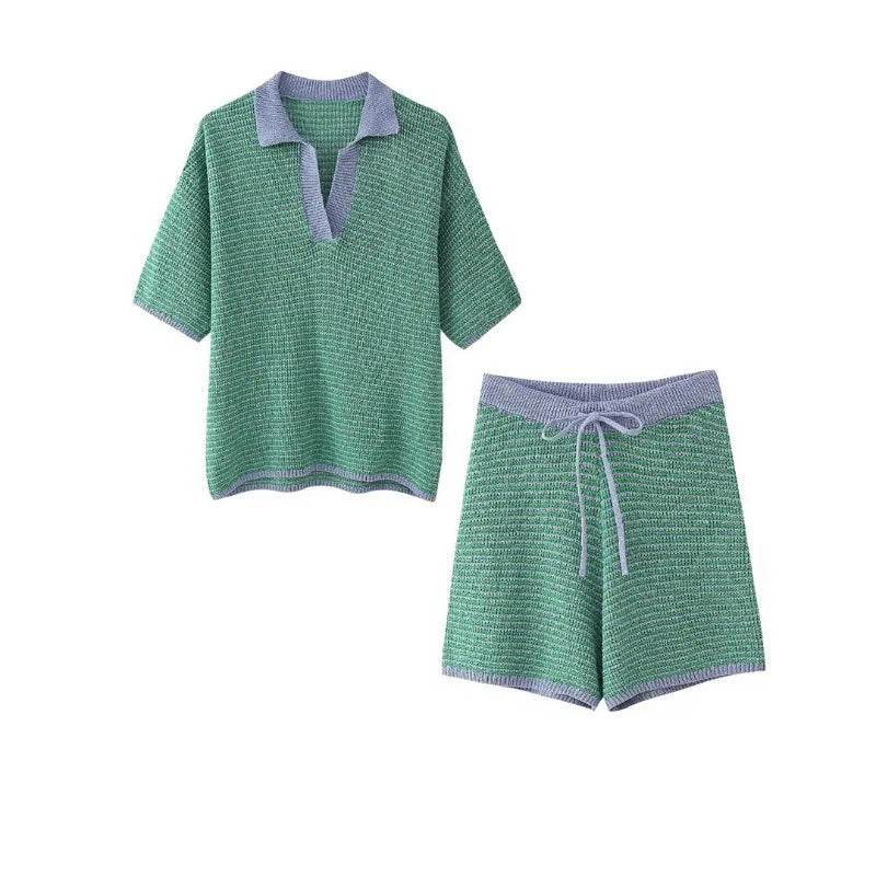 Summer Retro Knitted Shorts Set - P12 Hub Europe